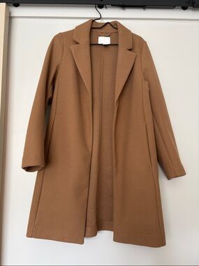 H&M Camel Open-Front Long Trench Coat